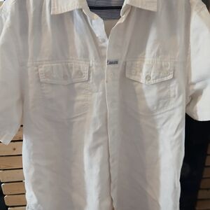 Marithe Francois Girbaud White Linen Casual Button Down Shirt Size L